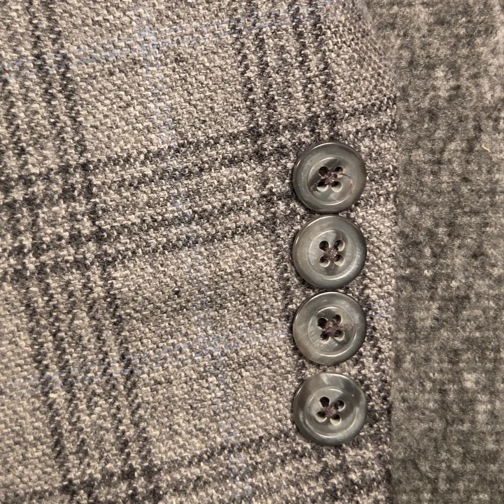 Samuelsohn Blazer E. Thomas Wool Cashmere Plaid Sport Coat Grey 48 Long NWOT